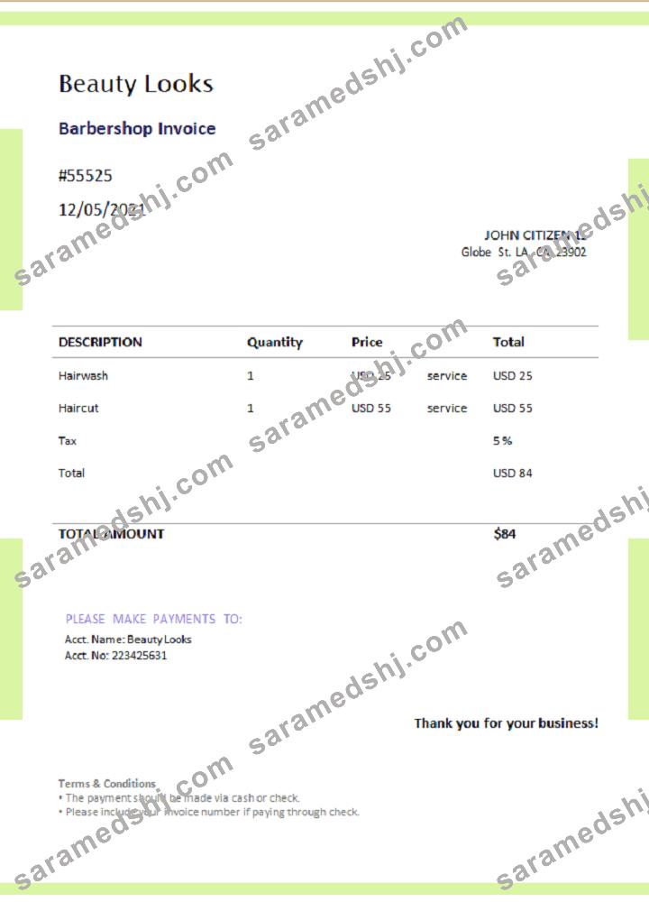 USA Beauty Looks invoice